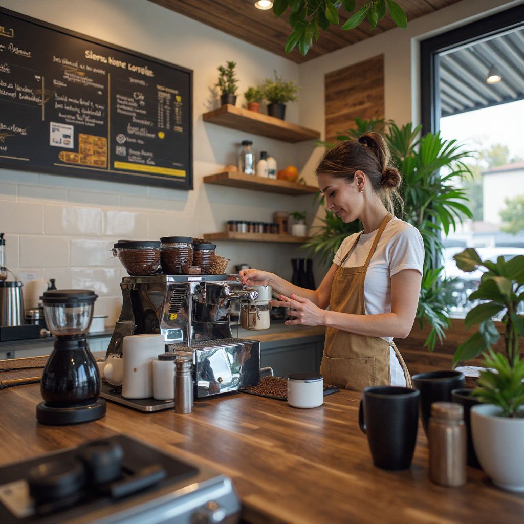 Servicio de café premium y área de descanso